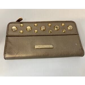 MICHAEL KORS GOLD METALIC PEBBLED LEATHER WOMENS WALLET